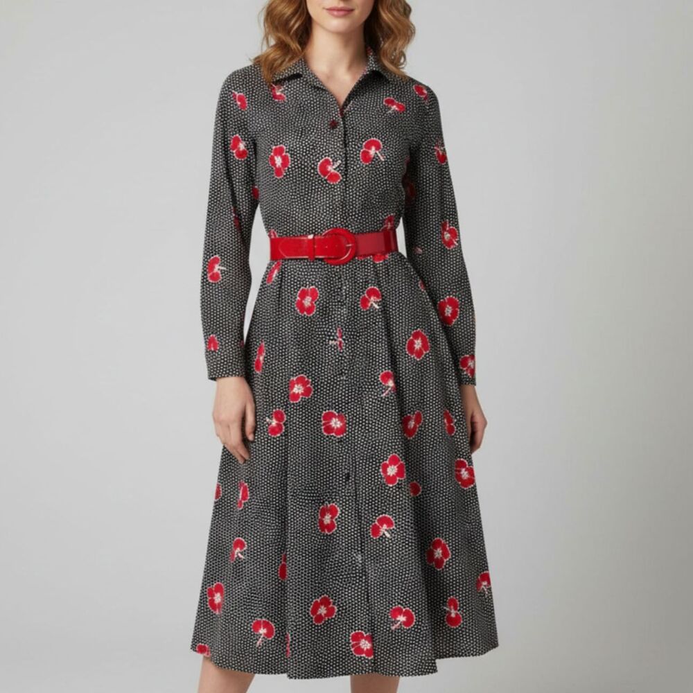 BNWT 1980s Deadstock Vintage Polka Dot Valentines Day Dress w/Belt Carolina Maid